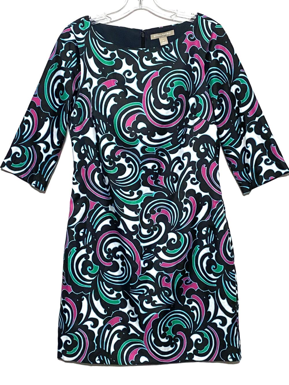 Banana Republic Paisley Swirl Dress 6 Retro Colorful Bold Print Mod Maximalist